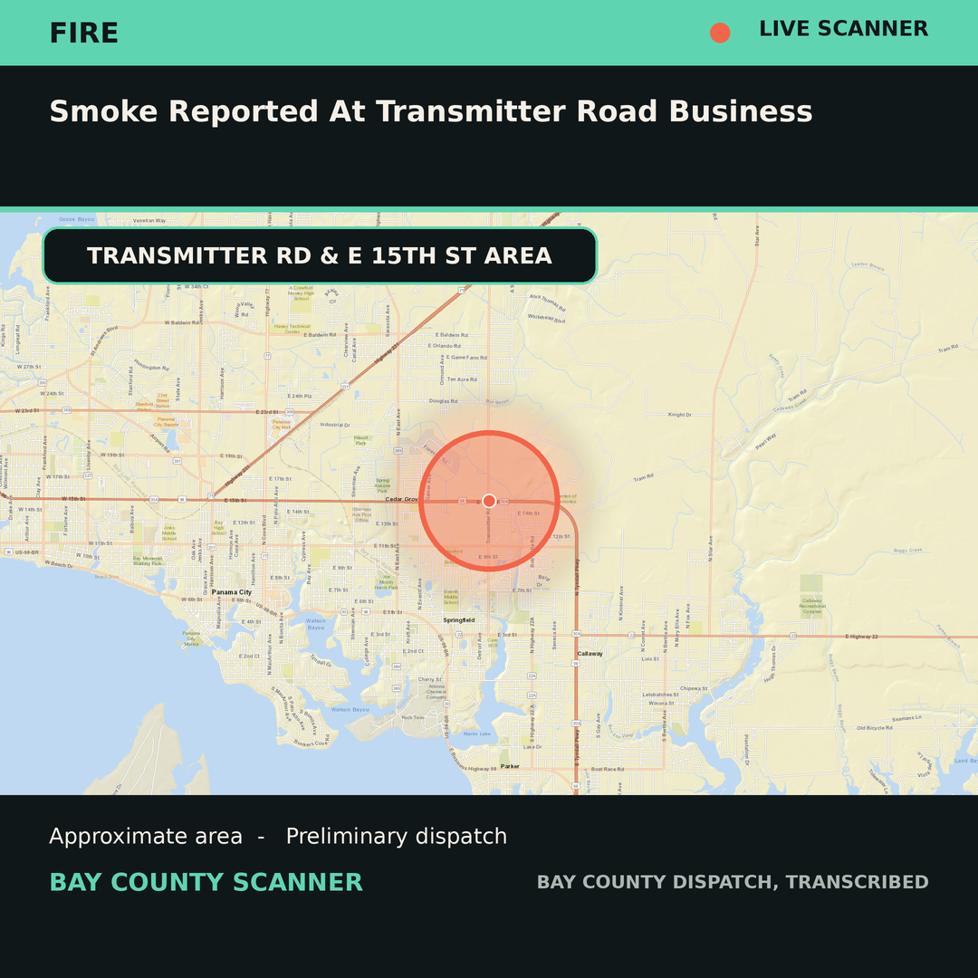 Map: SMOKE REPORTED AT TRANSMITTER ROAD BUSINESS
