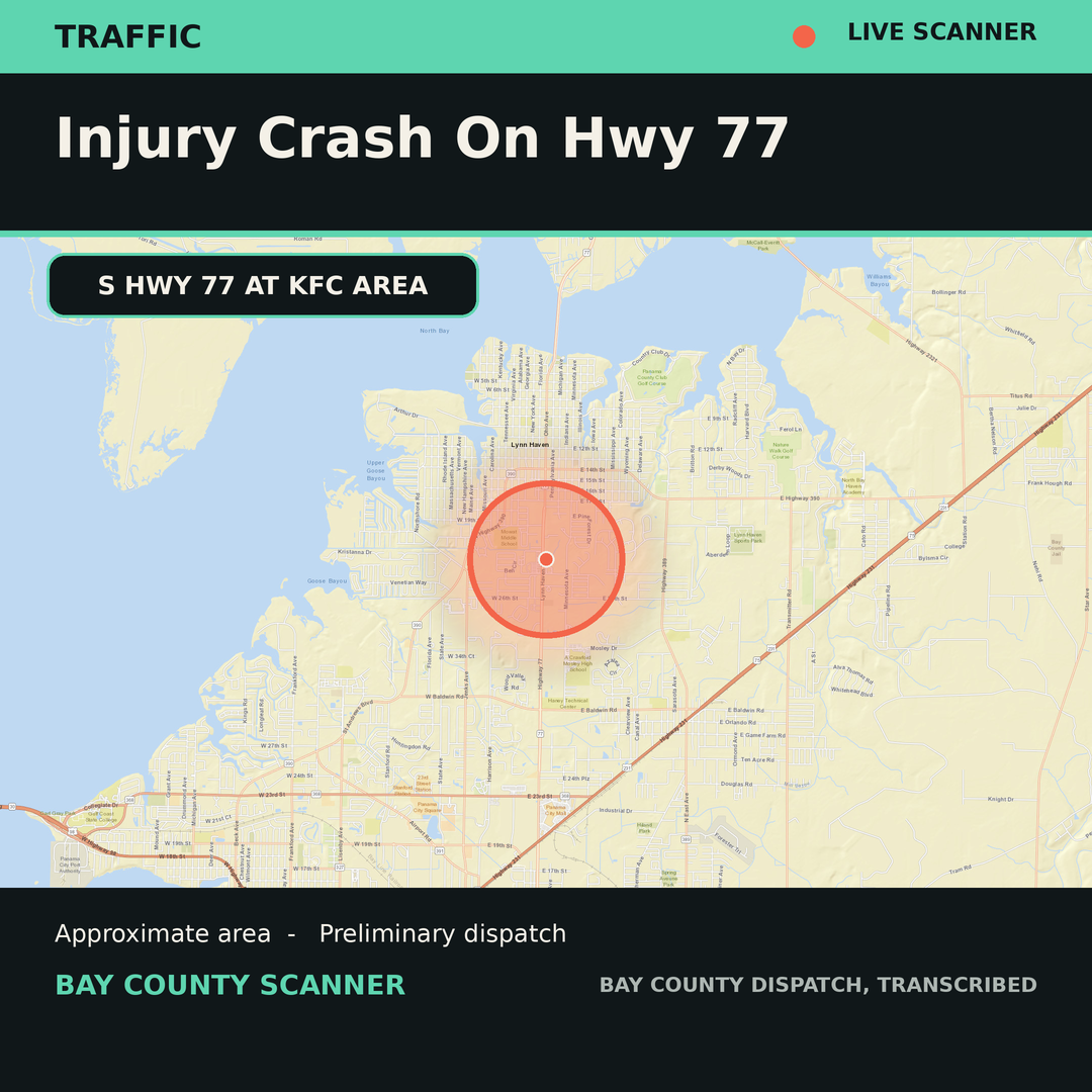 Map: INJURY CRASH ON HWY 77
