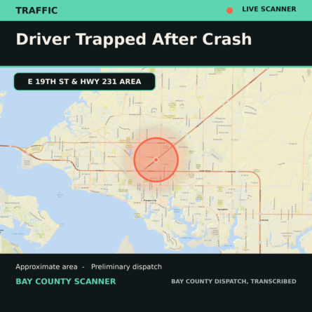 Map: Driver Trapped after Crash