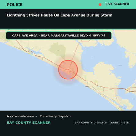 Map: Lightning Strikes House on Cape Avenue during Storm