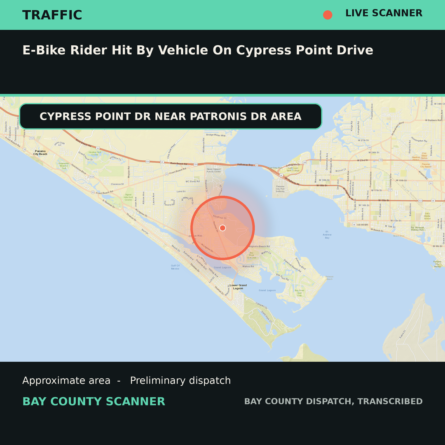 Map: E-bike Rider Hit by Vehicle on Cypress Point Drive