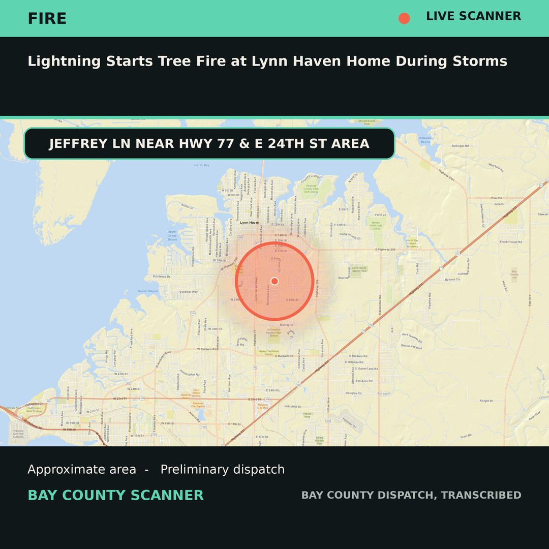 Map: Lightning Starts Tree Fire at Lynn Haven Home During Storms