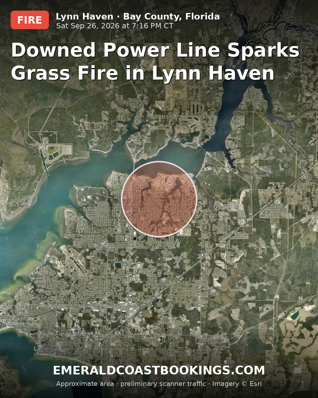 Map: Downed Power Line Sparks Grass Fire in Lynn Haven