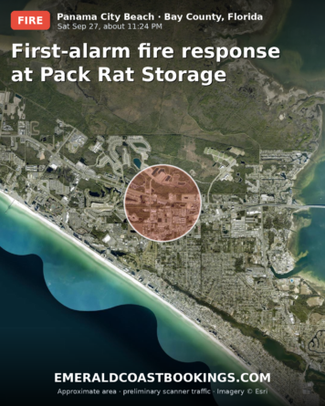 Map: First-alarm fire response at Pack Rat Storage