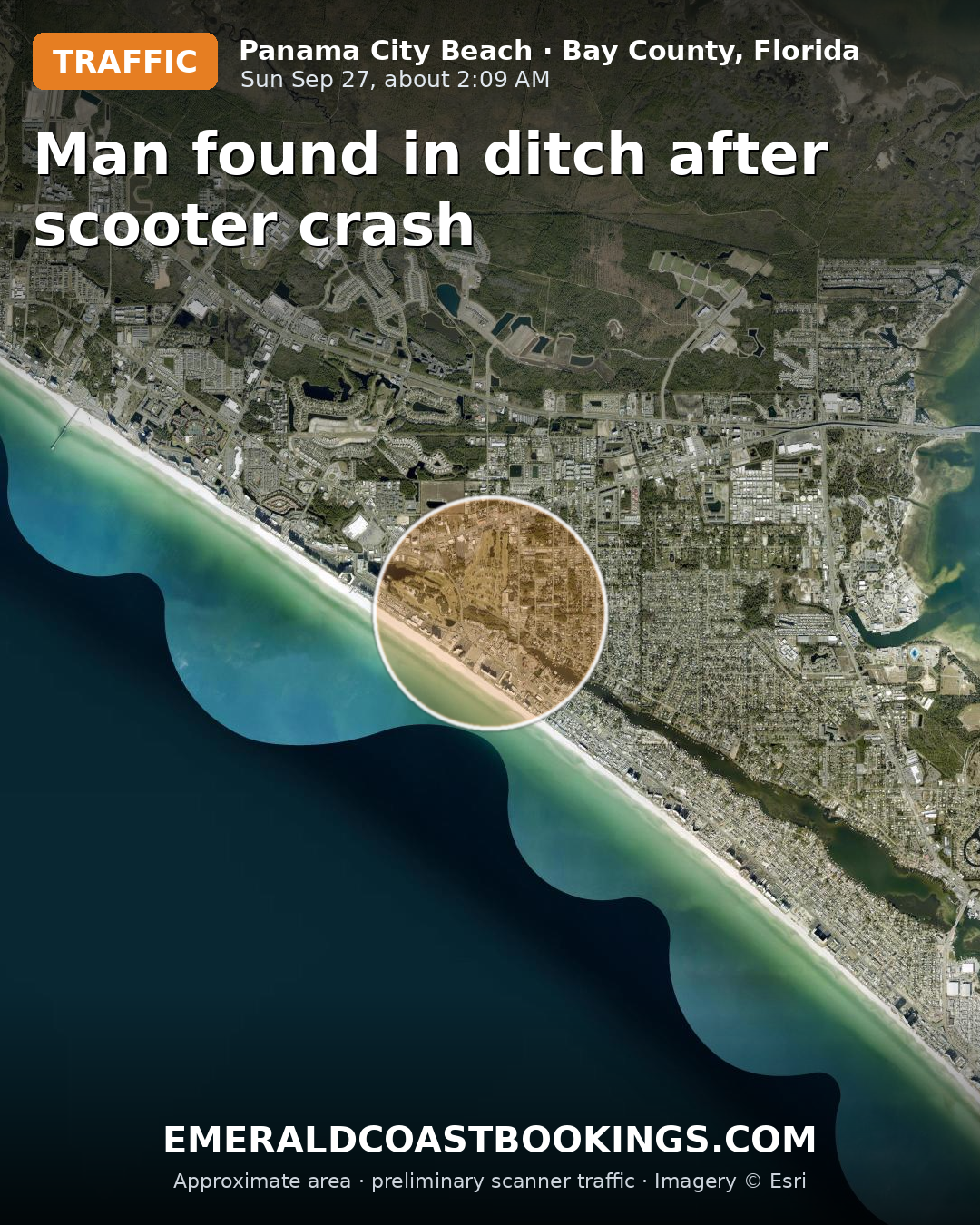 Map: Man found in ditch after scooter crash