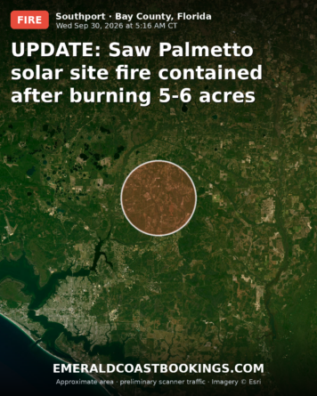 Map: UPDATE: Saw Palmetto solar site fire contained after burning 5-6 acres