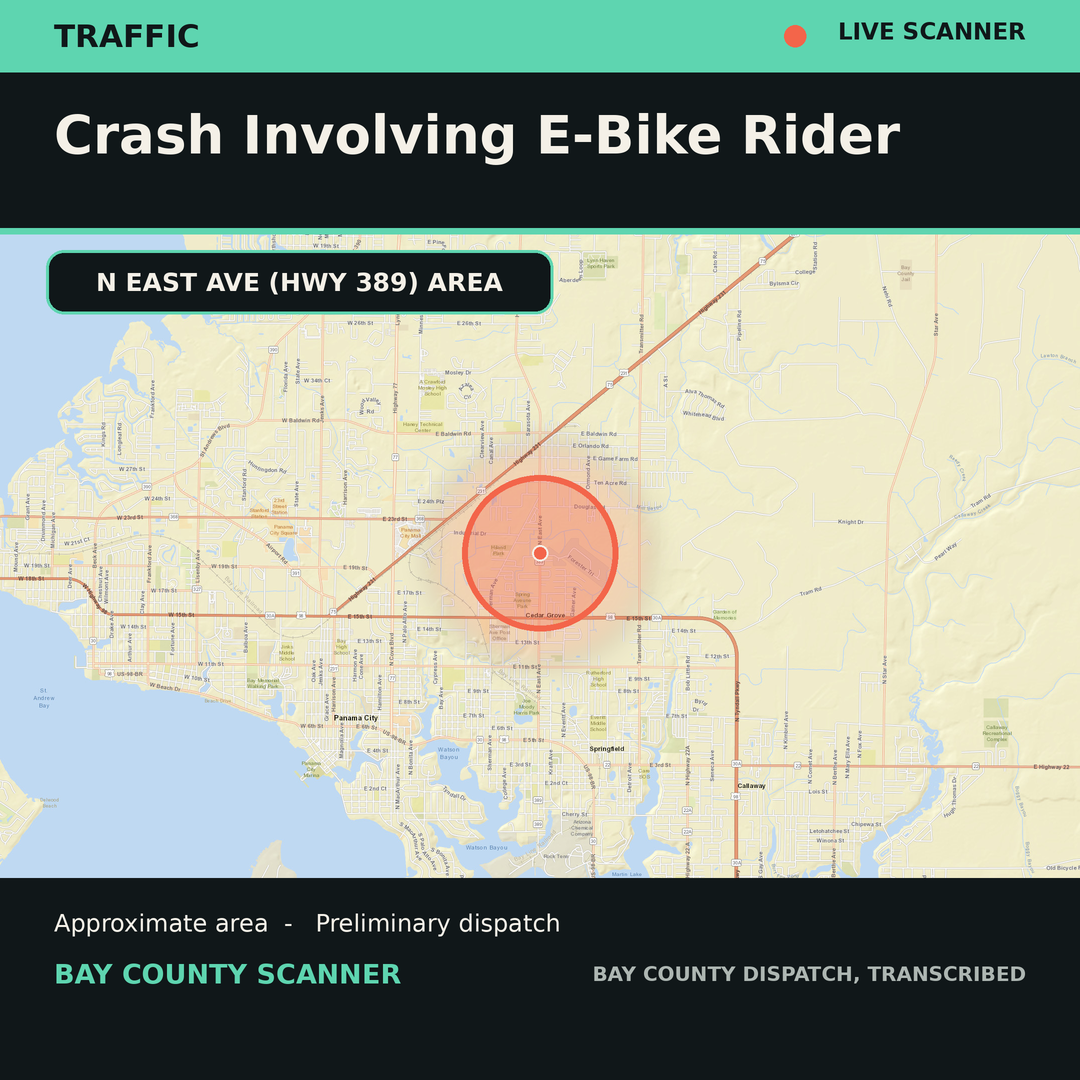Map: CRASH INVOLVING E-BIKE RIDER