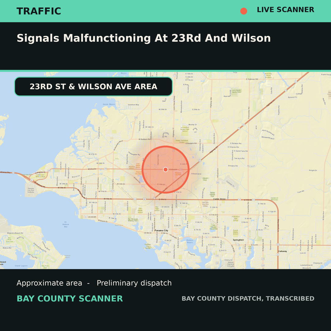 Map: SIGNALS MALFUNCTIONING AT 23RD AND WILSON