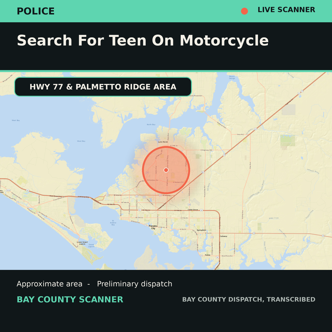 Map: SEARCH FOR TEEN ON MOTORCYCLE