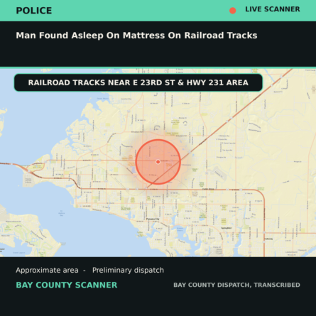 Map: Man Found Asleep on Mattress on Railroad Tracks