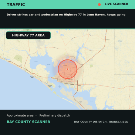 Map: Driver strikes car and pedestrian on Highway 77 in Lynn Haven, keeps going