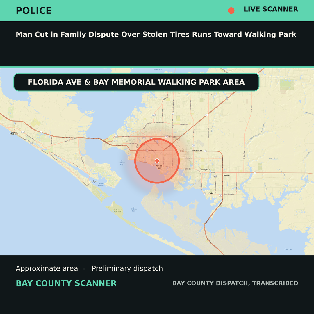Map: Man Cut in Family Dispute Over Stolen Tires Runs Toward Walking Park