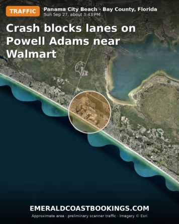 Map: Crash blocks lanes on Powell Adams near Walmart