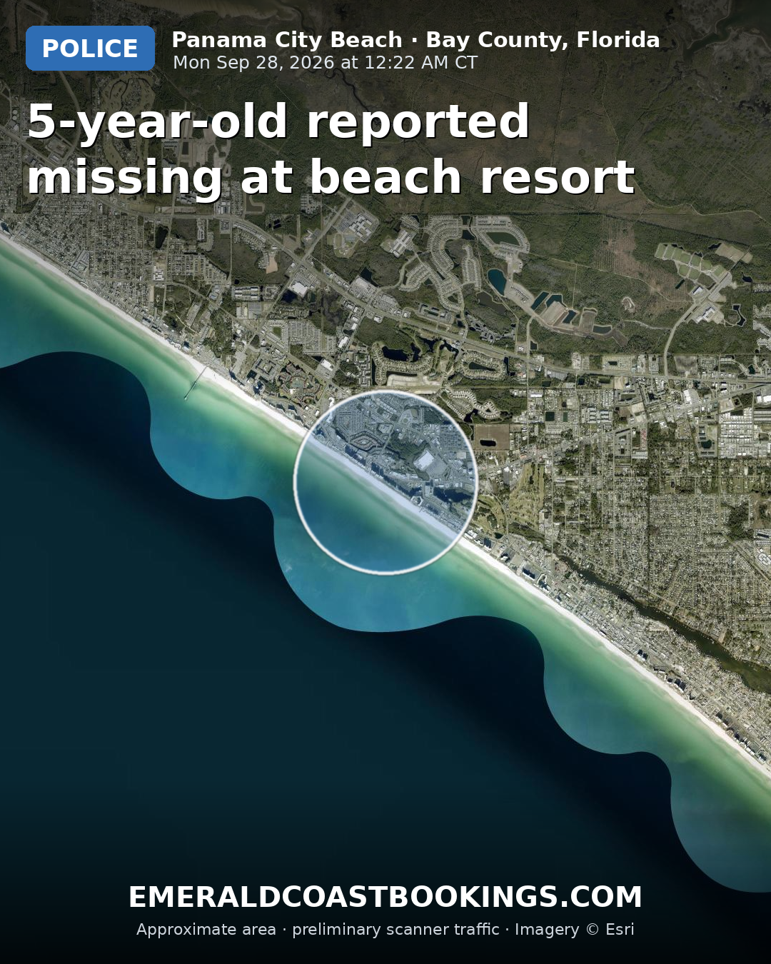 Map: 5-year-old reported missing at beach resort