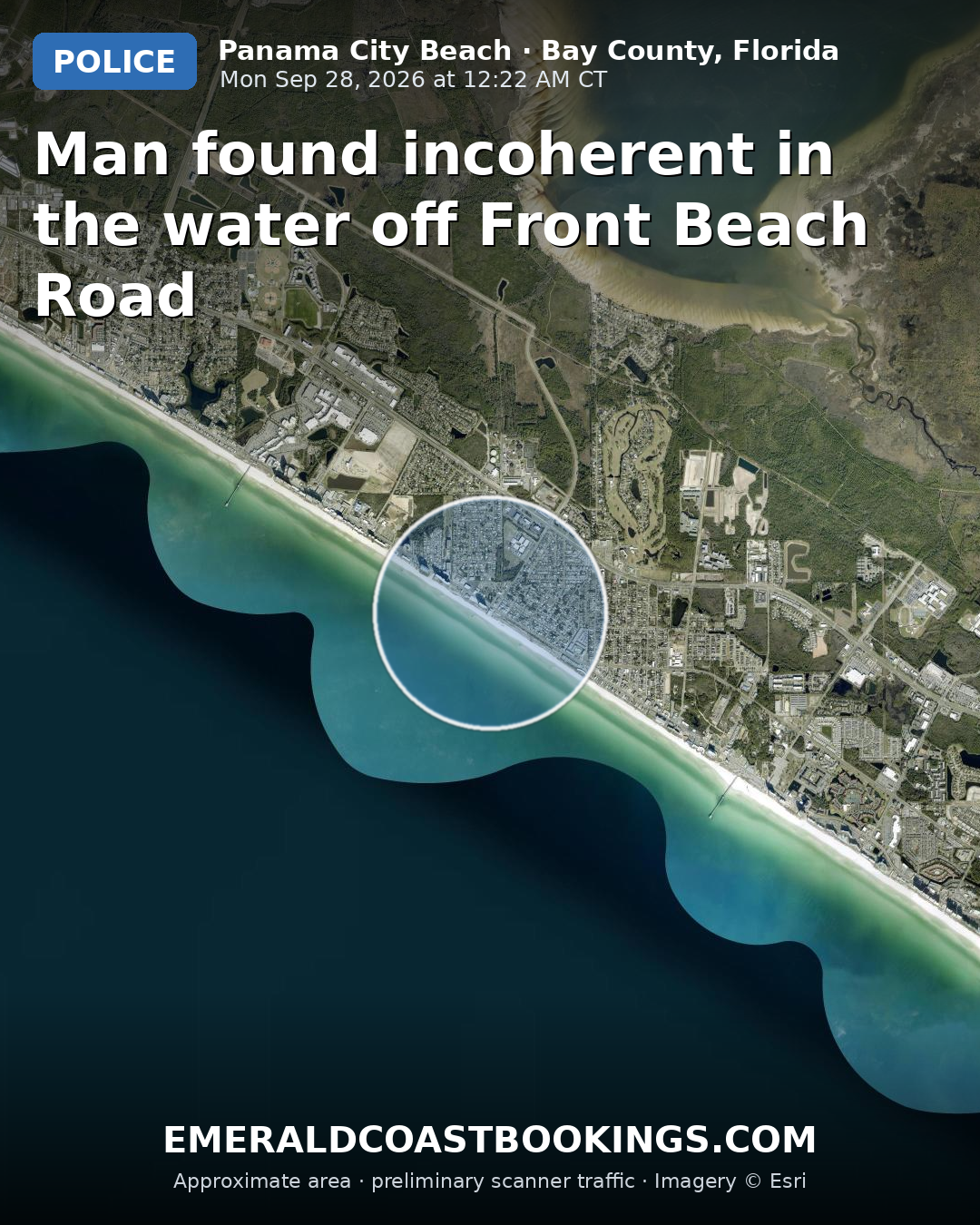 Map: Man found incoherent in the water off Front Beach Road