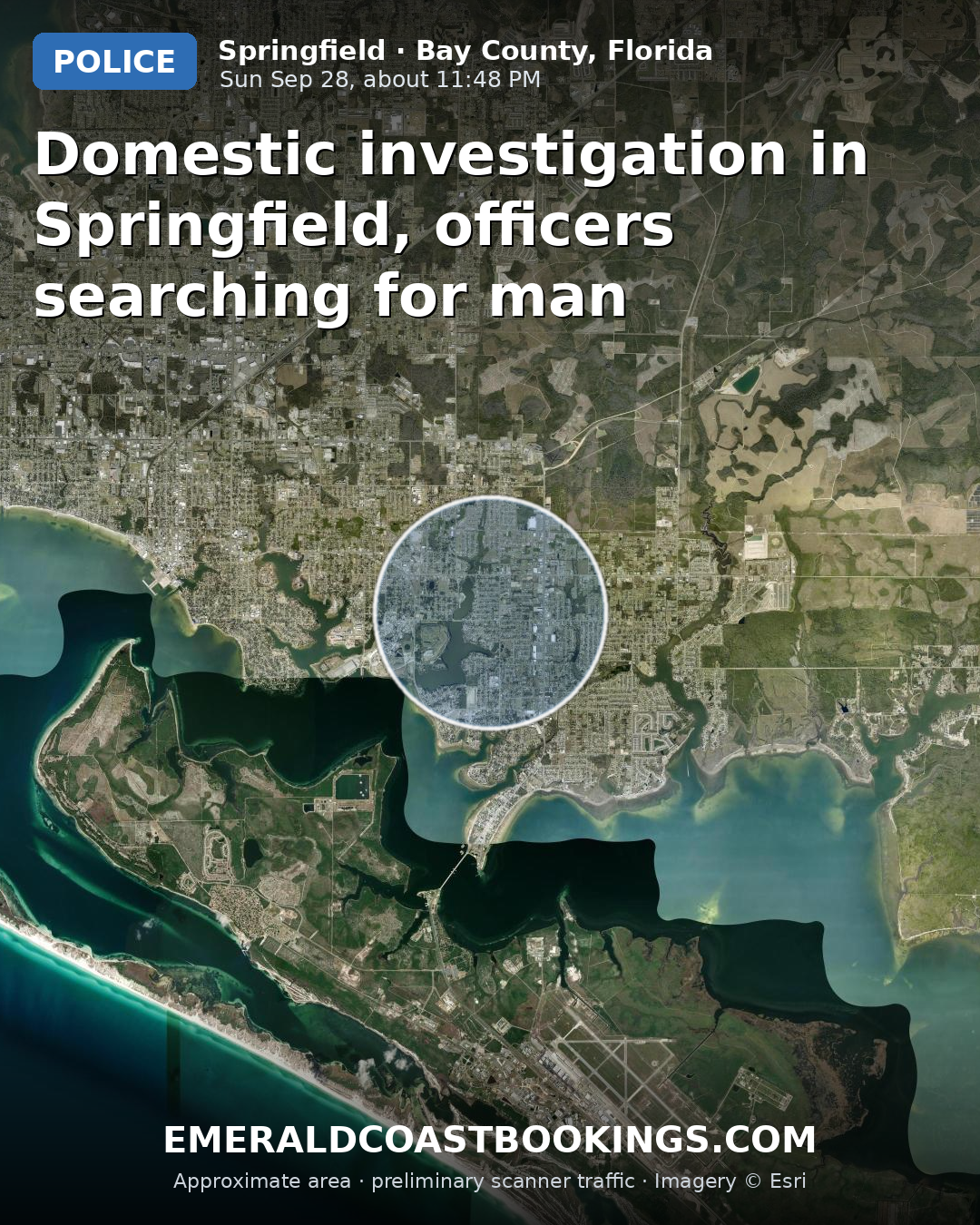 Map: Domestic investigation in Springfield, officers searching for man