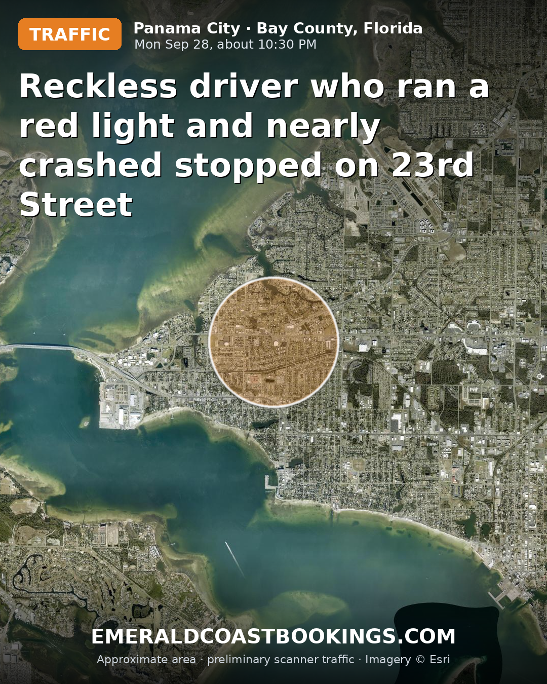 Map: Reckless driver who ran a red light and nearly crashed stopped on 23rd Street