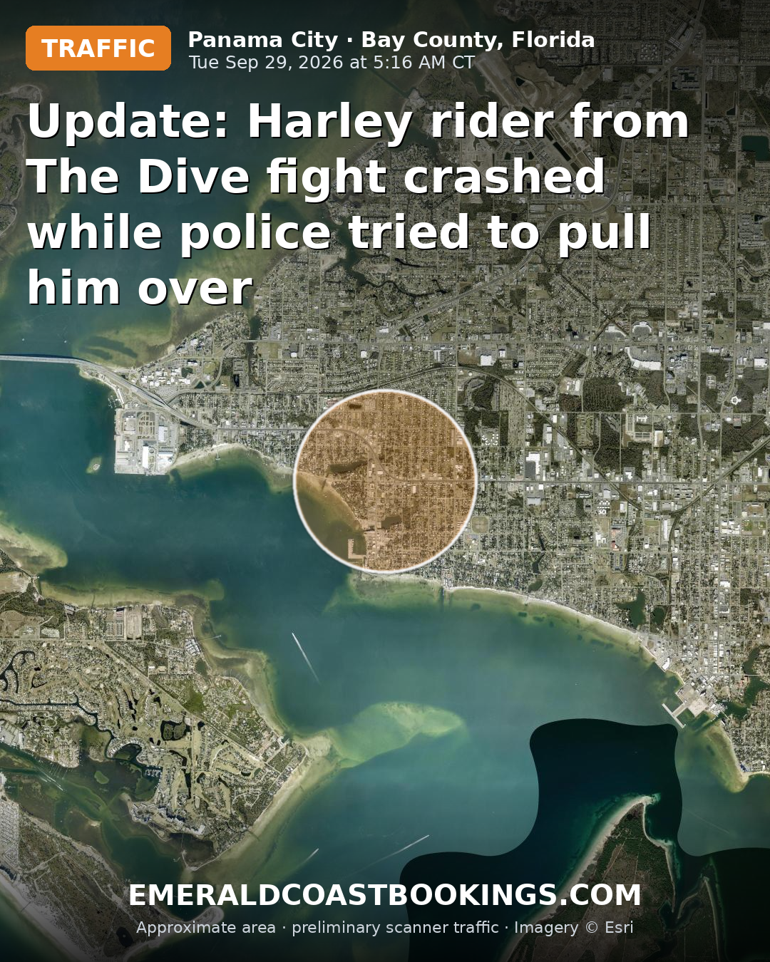 Map: Update: Harley rider from The Dive fight crashed while police tried to pull him over