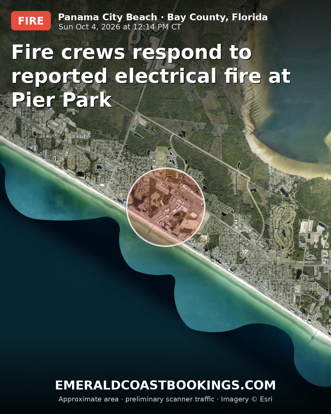 Map: Fire crews respond to reported electrical fire at Pier Park