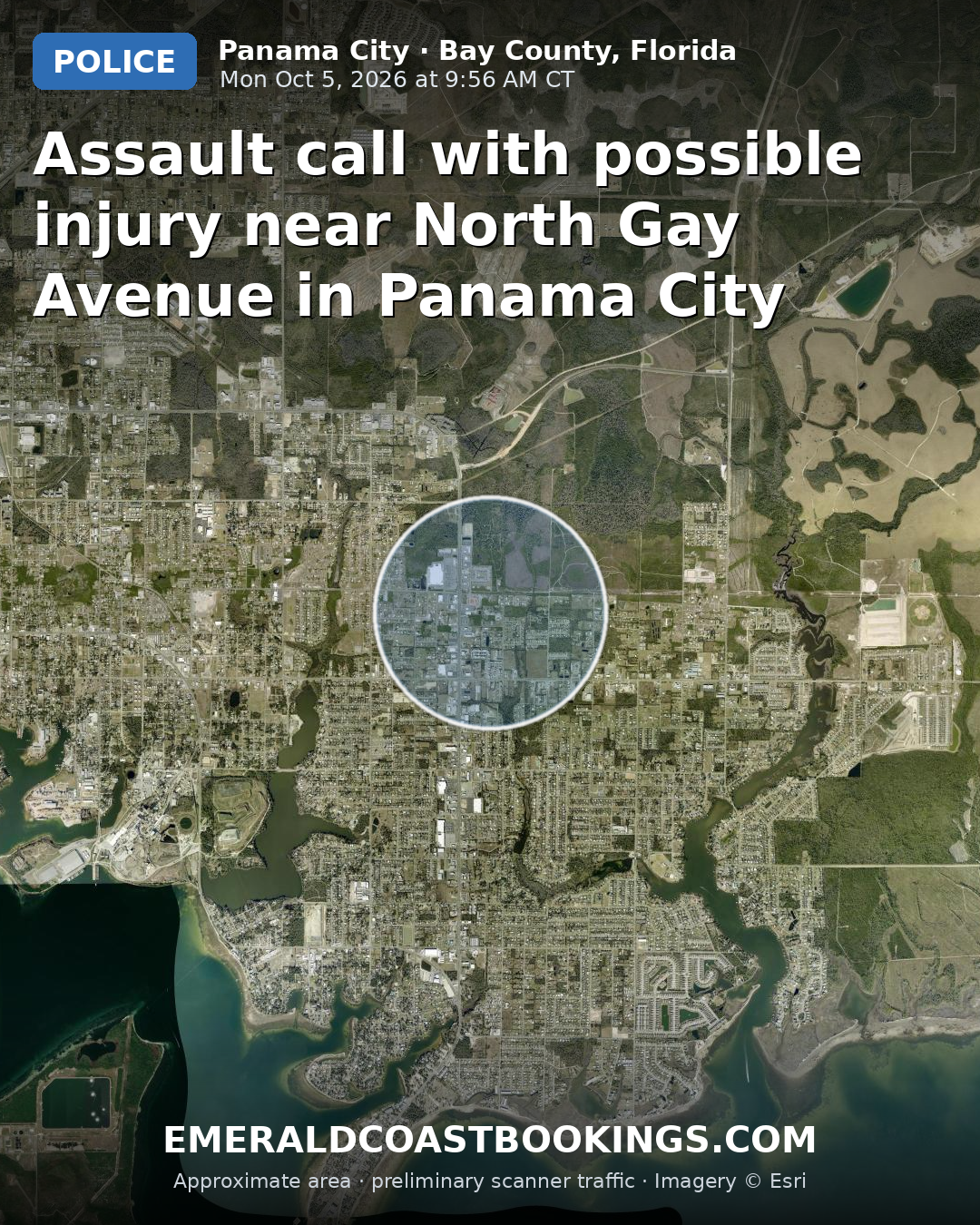 Map: Assault call with possible injury near North Gay Avenue in Panama City