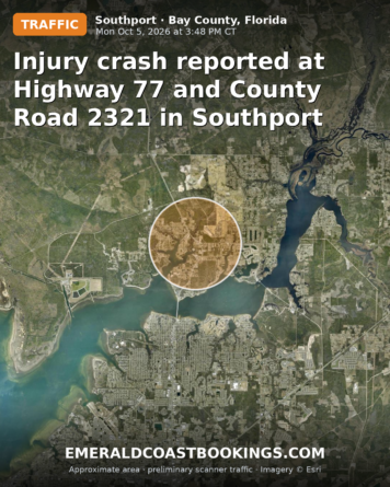 Map: Injury crash reported at Highway 77 and County Road 2321 in Southport