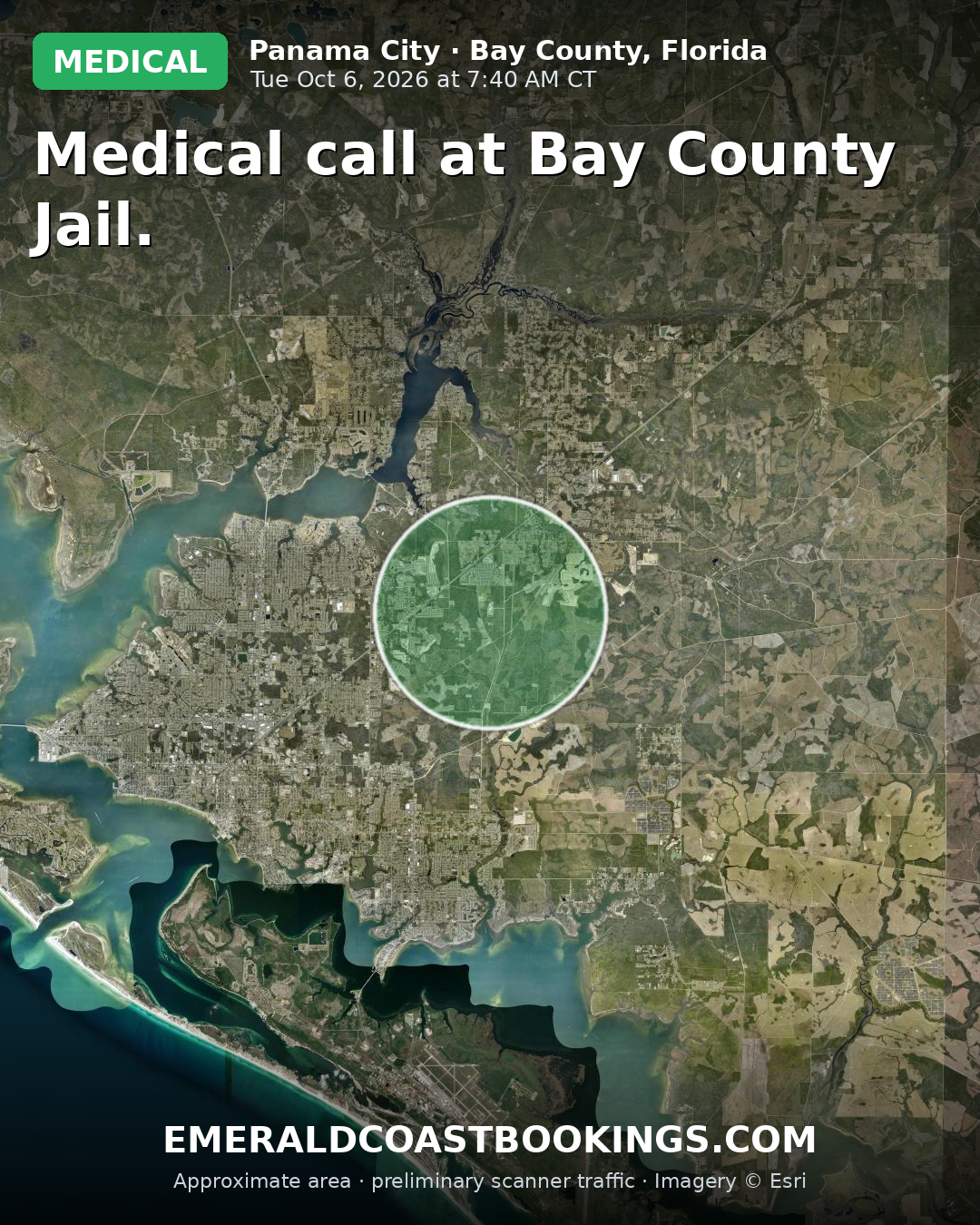 Map: Medical call at Bay County Jail.