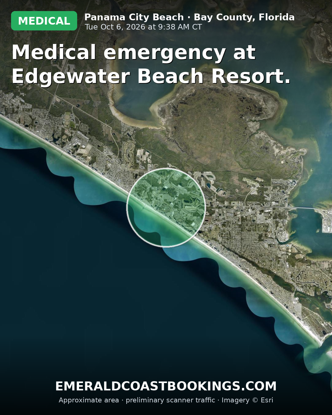 Map: Medical emergency at Edgewater Beach Resort.