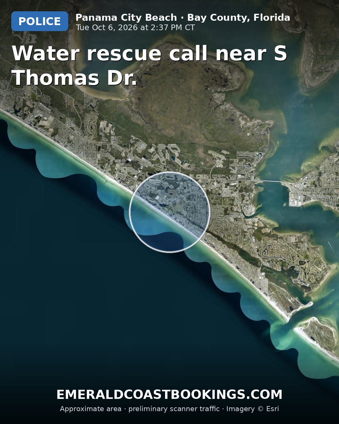 Map: Water rescue call near S Thomas Dr.