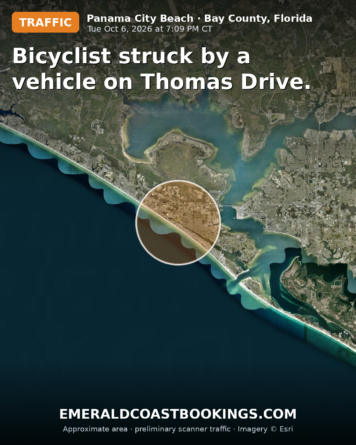 Map: Bicyclist struck by a vehicle on Thomas Drive.