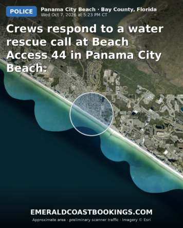 Map: Crews respond to a water rescue call at Beach Access 44 in Panama City Beach.