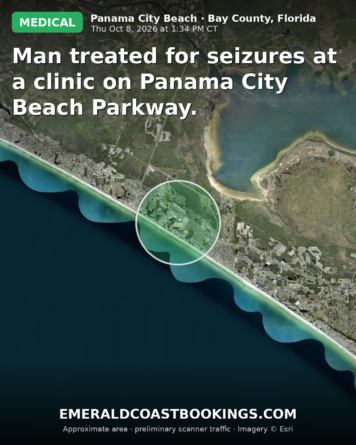 Map: Man treated for seizures at a clinic on Panama City Beach Parkway.