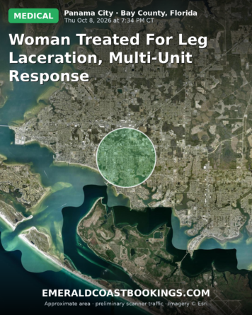 Map: Woman Treated for Leg Laceration, Multi-unit Response
