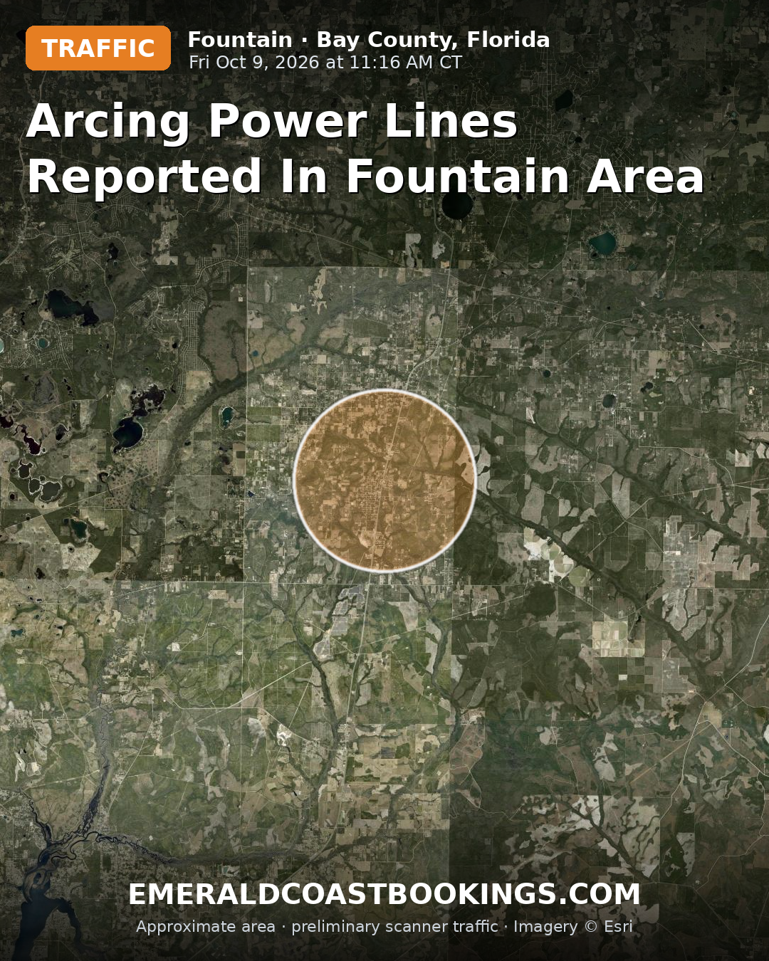 Map: ARCING POWER LINES REPORTED IN FOUNTAIN AREA