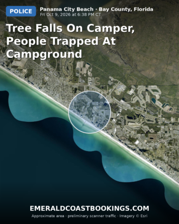 Map: Tree Falls on Camper, People Trapped at Campground