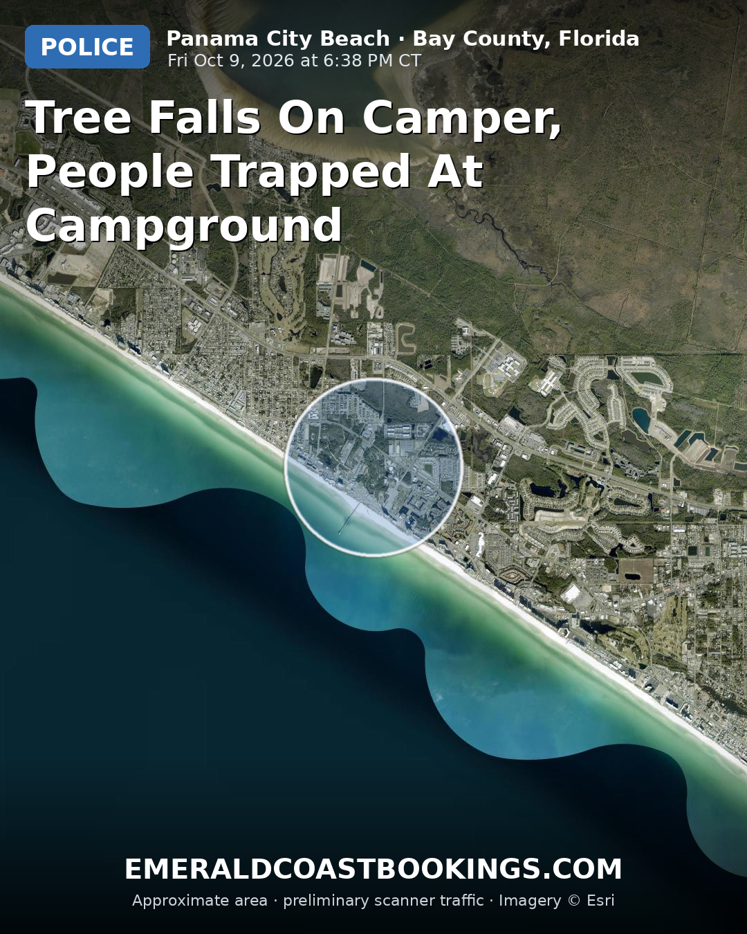 Map: TREE FALLS ON CAMPER, PEOPLE TRAPPED AT CAMPGROUND