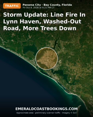 Map: Storm Update: Line Fire in Lynn Haven, Washed-out Road, More Trees Down