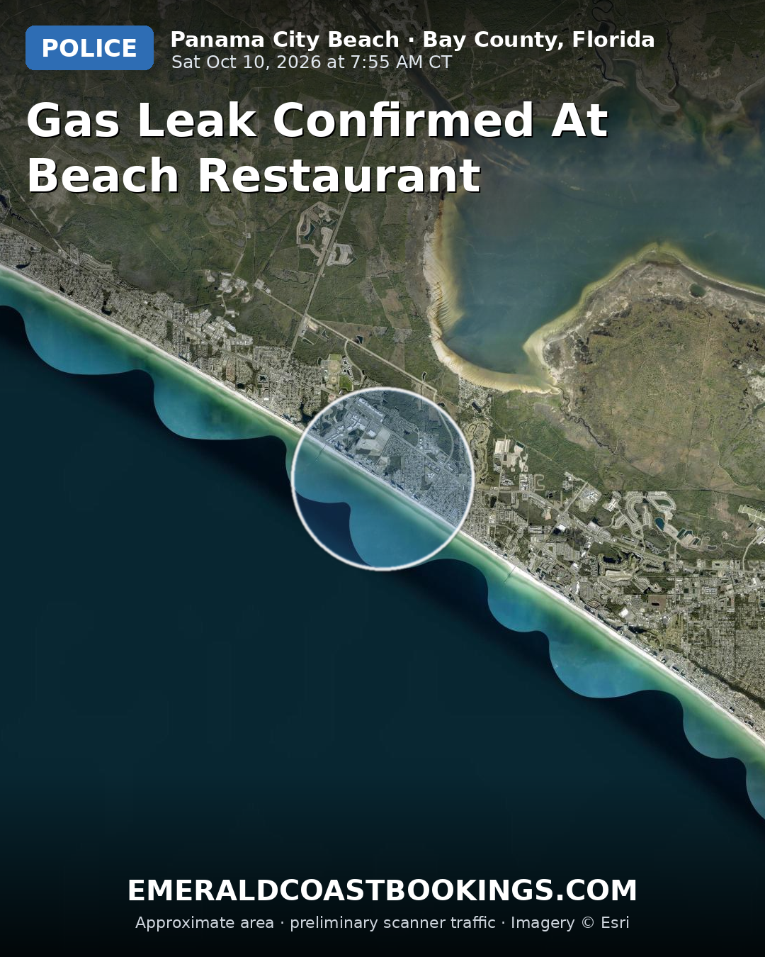 Map: GAS LEAK CONFIRMED AT BEACH RESTAURANT