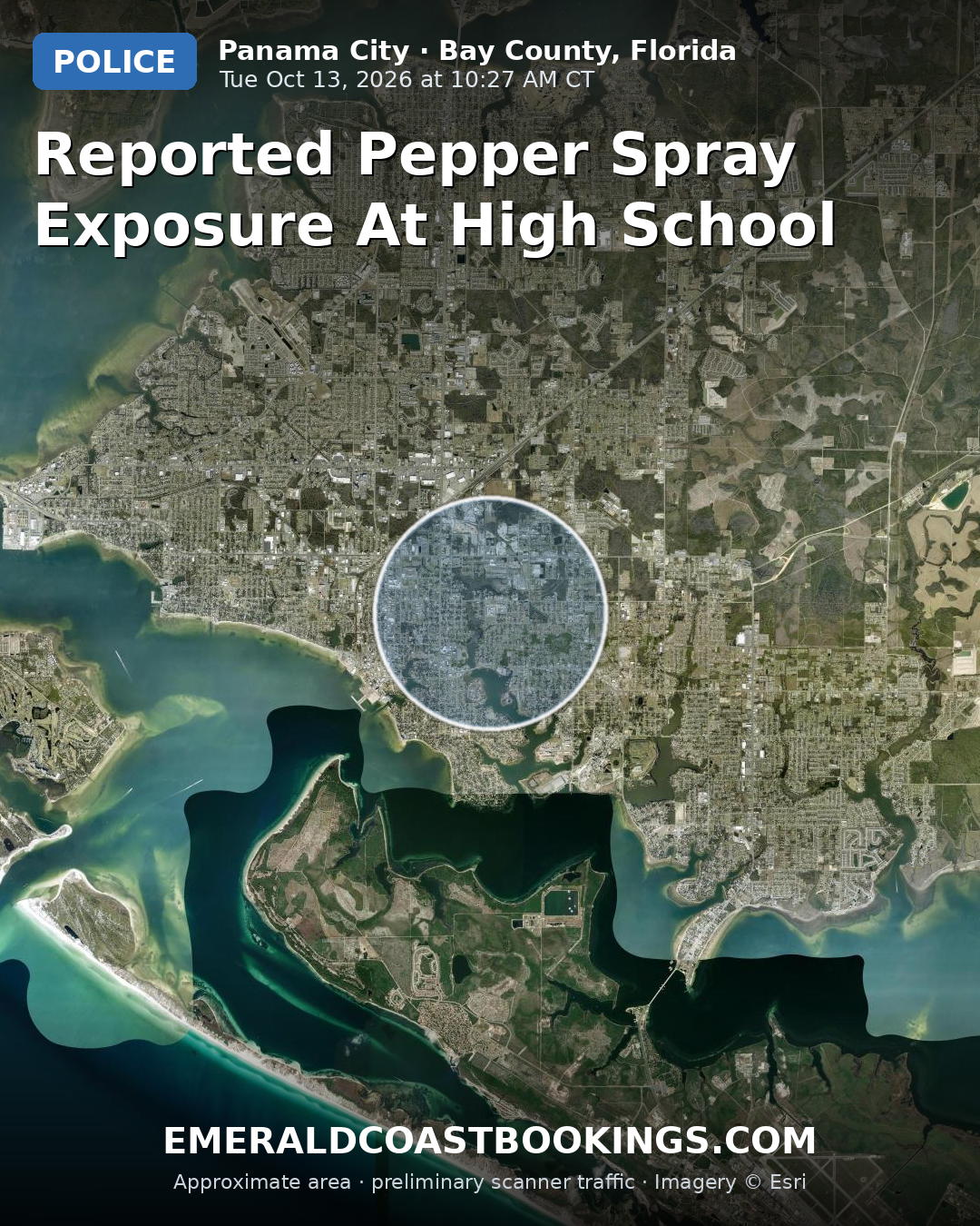 Map: REPORTED PEPPER SPRAY EXPOSURE AT HIGH SCHOOL