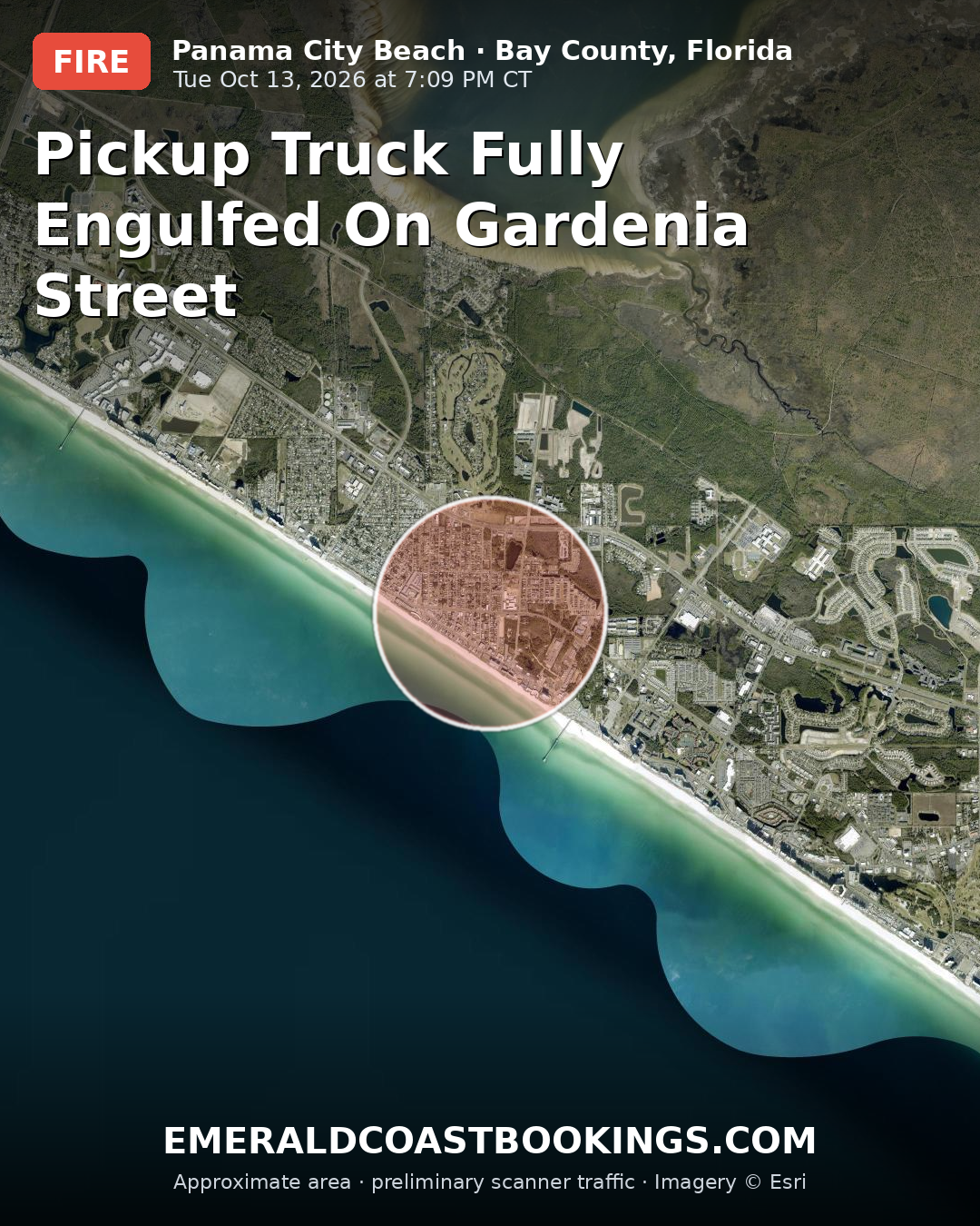 Map: PICKUP TRUCK FULLY ENGULFED ON GARDENIA STREET