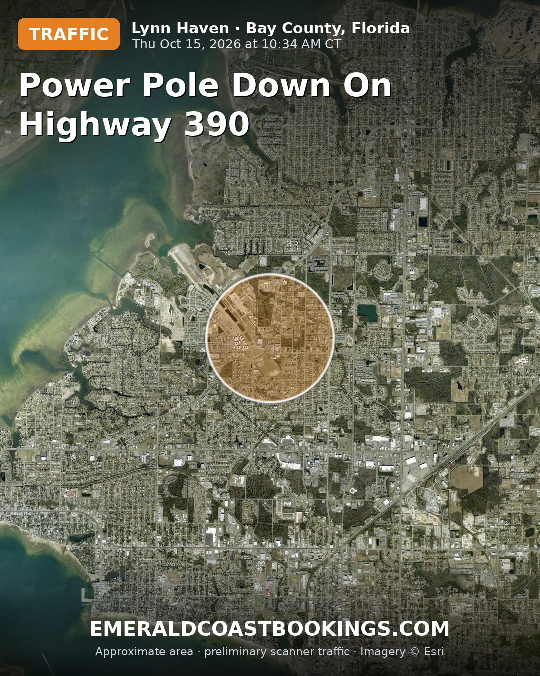 Map: POWER POLE DOWN ON HIGHWAY 390