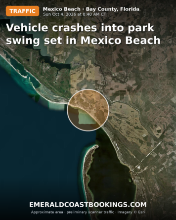 Map: Vehicle crashes into park swing set in Mexico Beach