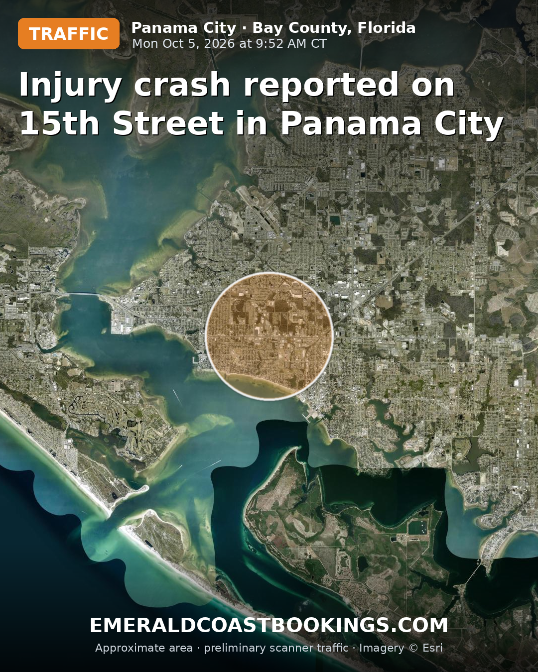 Map: Injury crash reported on 15th Street in Panama City