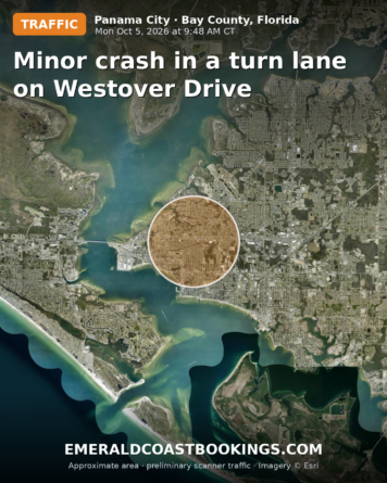 Map: Minor crash in a turn lane on Westover Drive