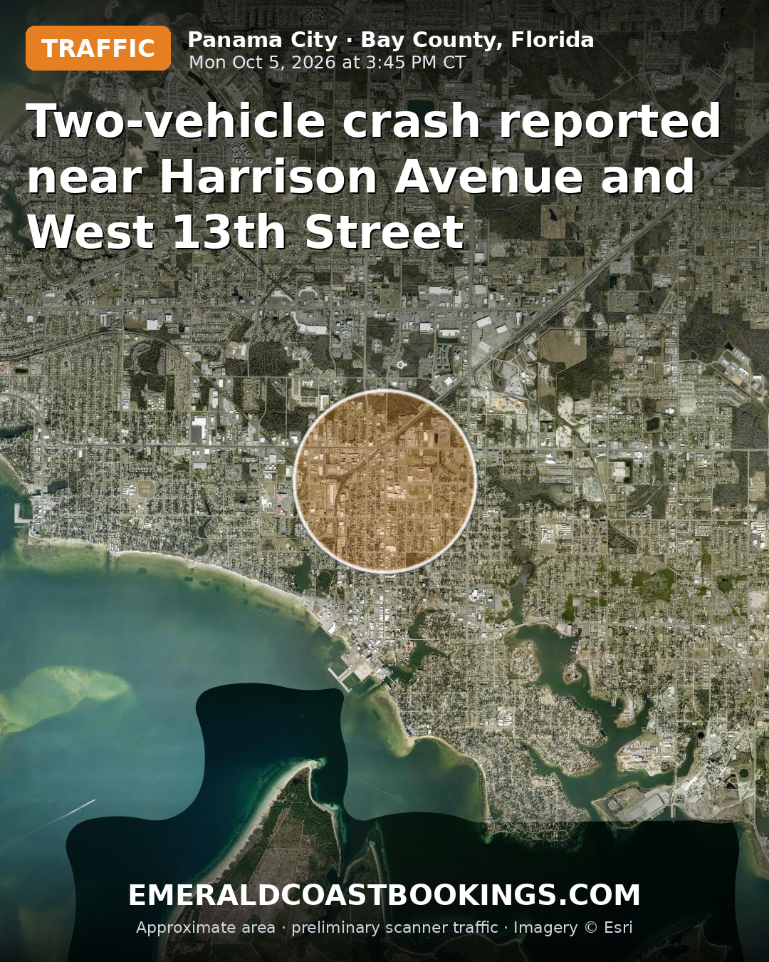 Map: Two-vehicle crash reported near Harrison Avenue and West 13th Street