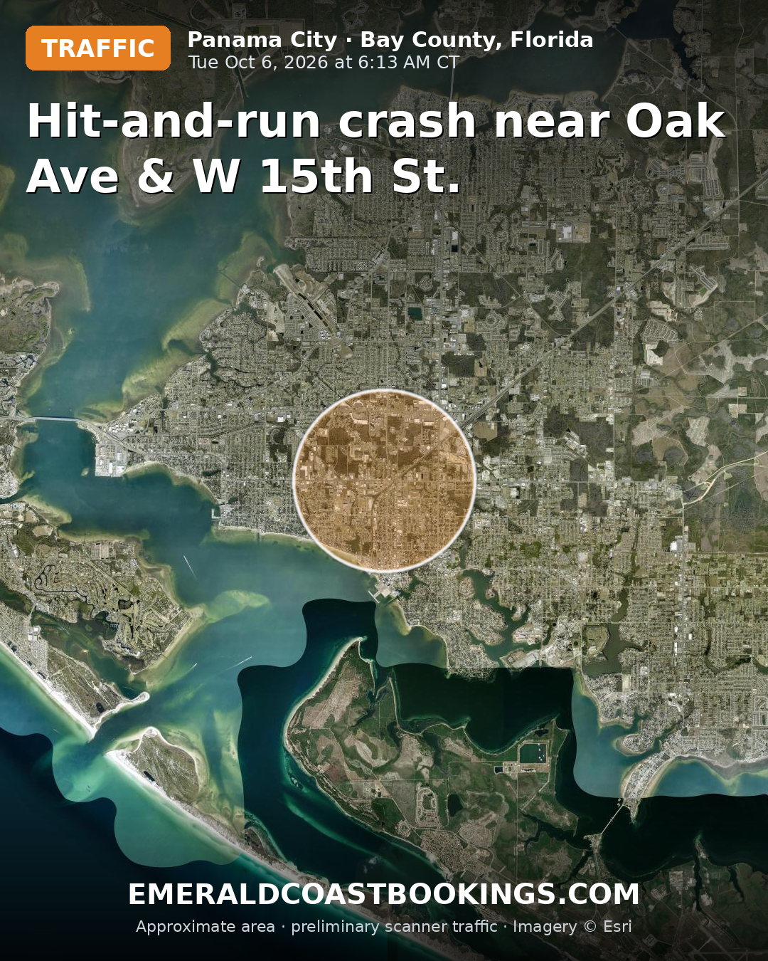 Map: Hit-and-run crash near Oak Ave & W 15th St.