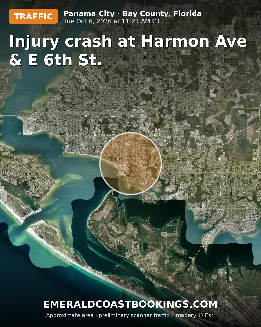 Map: Injury crash at Harmon Ave & E 6th St.
