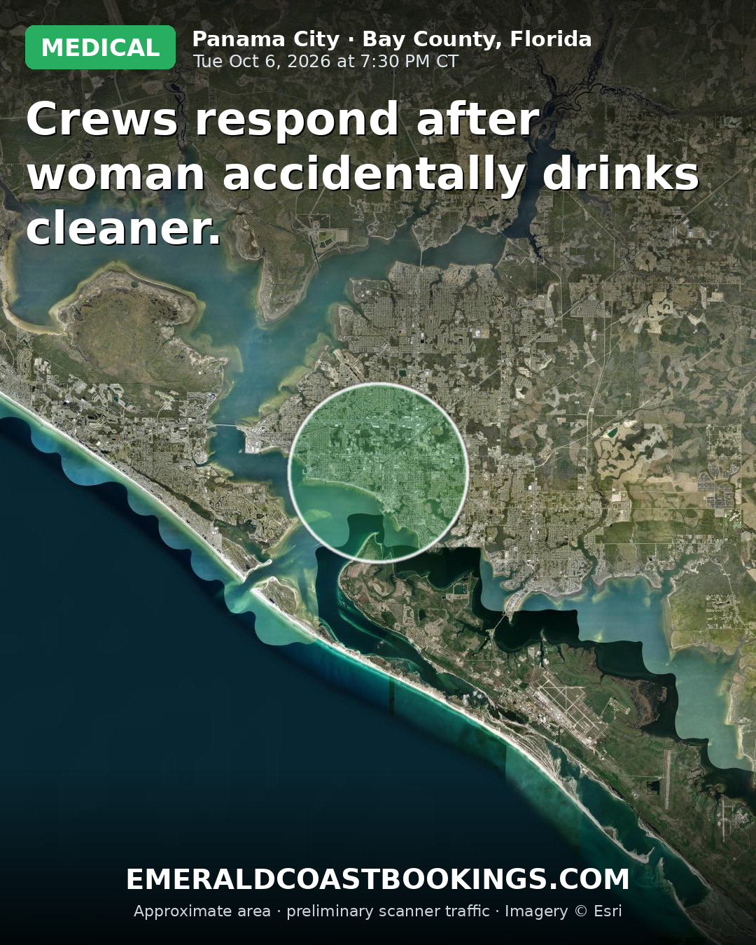 Map: Crews respond after woman accidentally drinks cleaner.