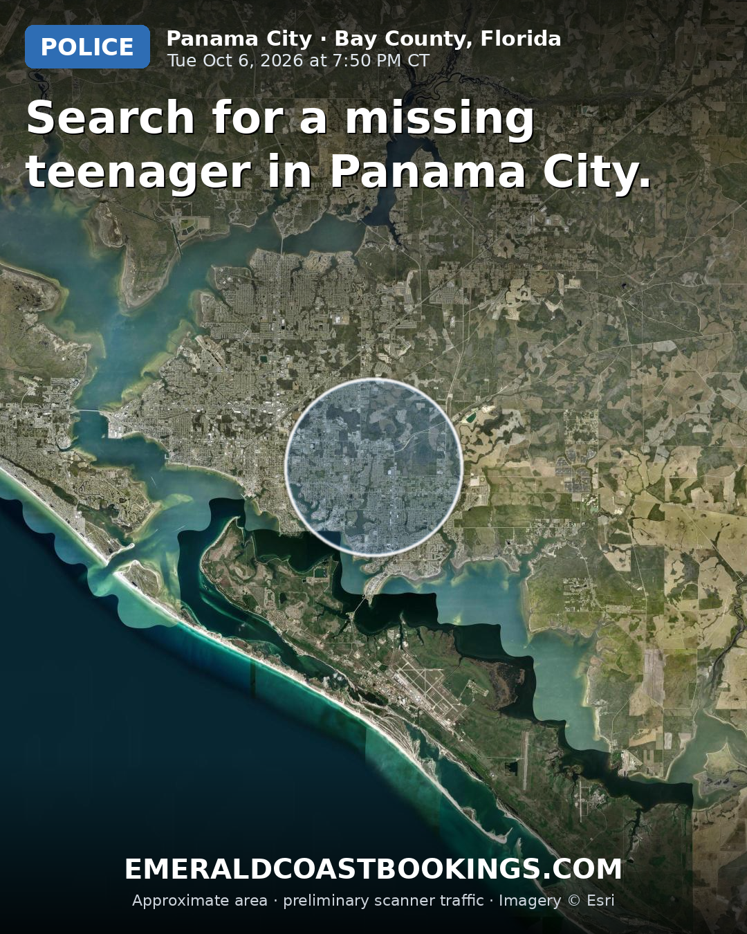 Map: Search for a missing teenager in Panama City.