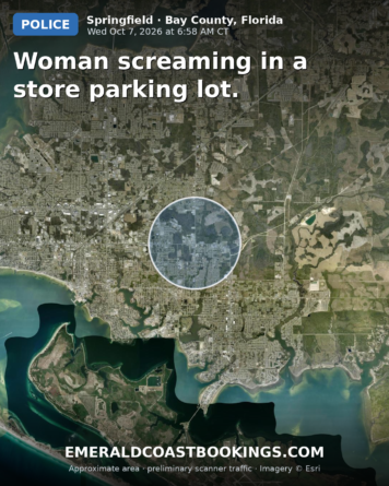 Map: Woman screaming in a store parking lot.