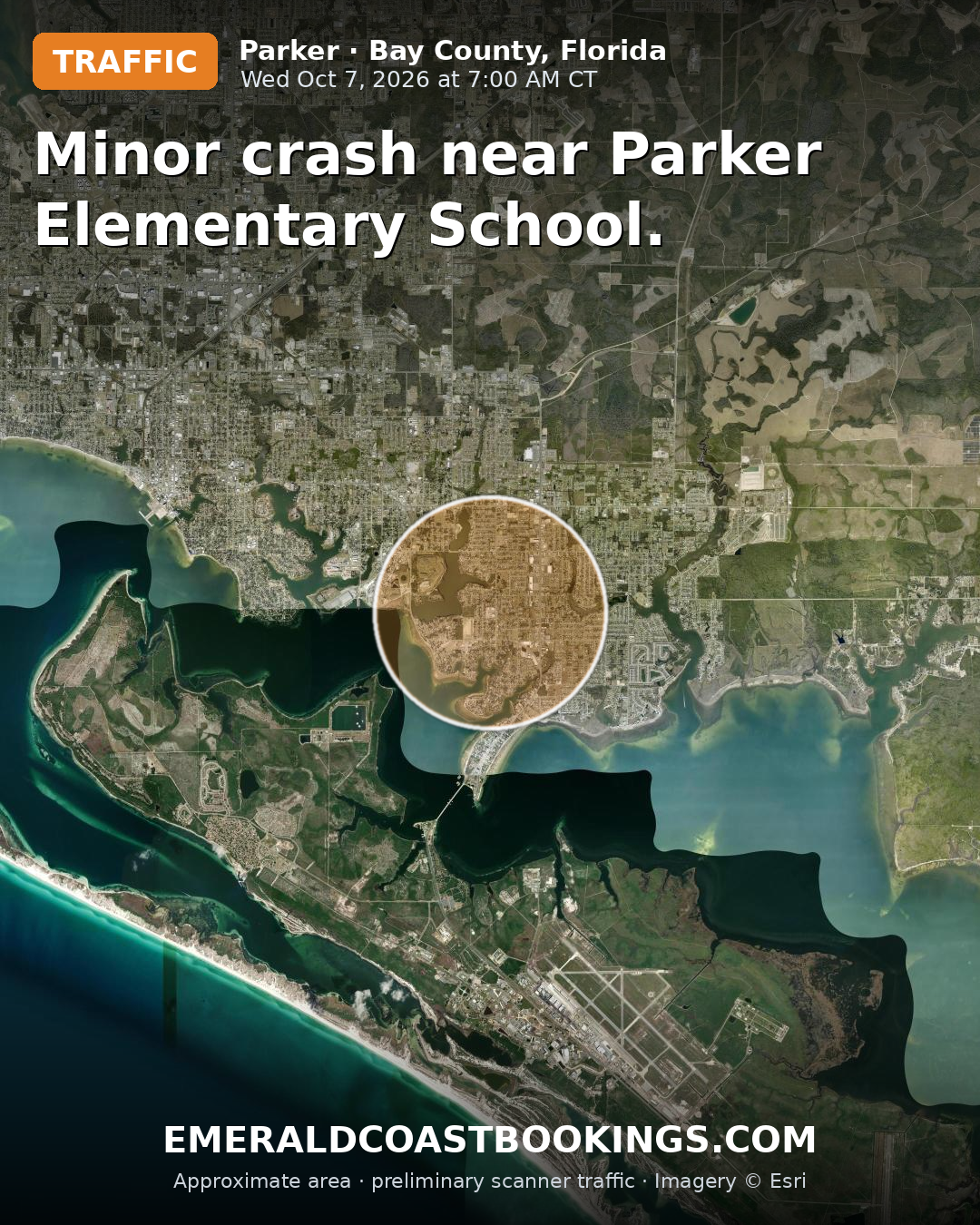 Map: Minor crash near Parker Elementary School.